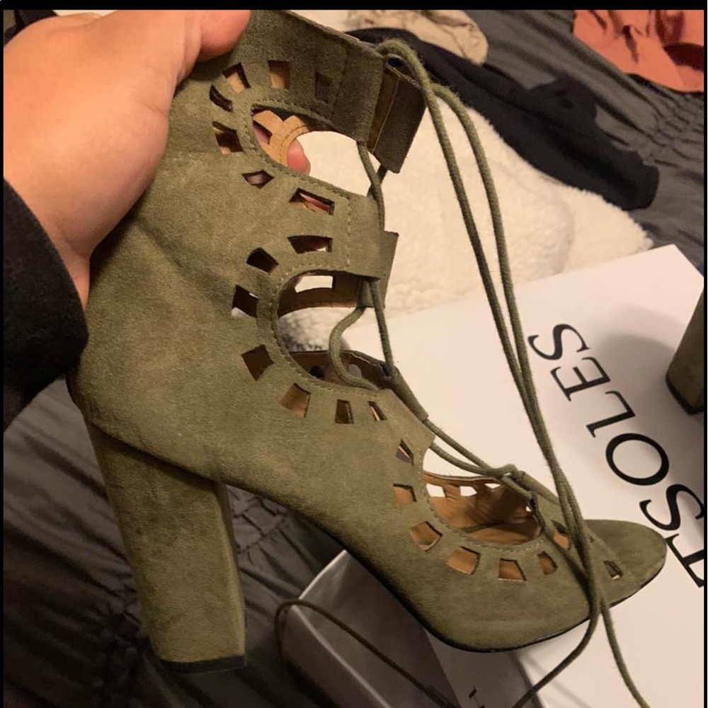 Green lace up heels